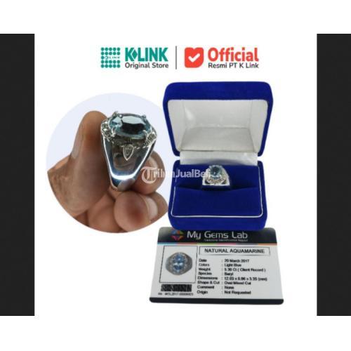 CINCIN RING PRIA BATU NATURAL AQUAMARINE 5.30CT SERTIFIKAT MY GEMS LAB jmggroup.store