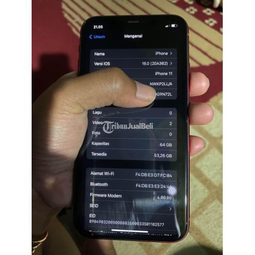 Hp iPhone 11 64GB Second Merah Seken Fullset - Bandung