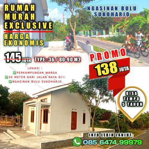 Dijual Tanah dan Rumah Murah Tipe 30/80 - Sukoharjo