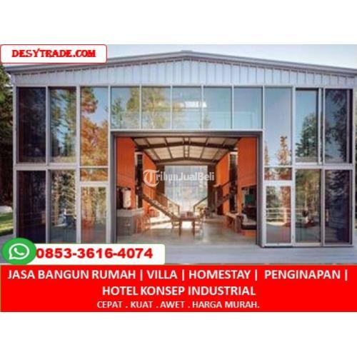 Jasa Bangun Villa Penginapan Hotel Konsep Industrial