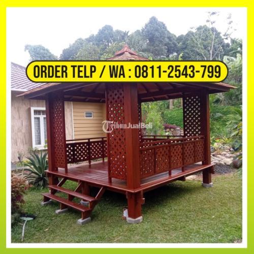 Gazebo Kayu 2x4 Meter Mushola Dinding Kaca Banjar | HP/WA: 08112543799 | Alfahri Furniture