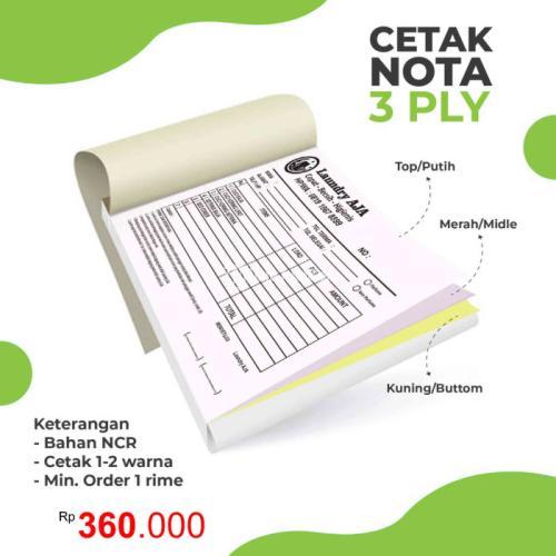 CETAK NOTA KWITANSI NCR CUSTOM FULL COLOR 3 PLAY / 3 RANGKAP MURAH