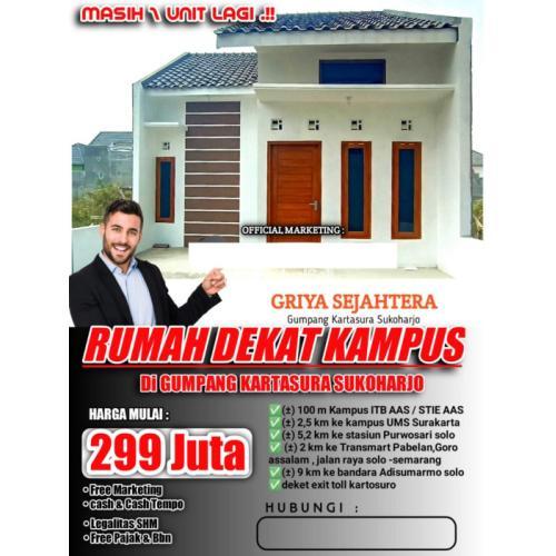 Dijual Rumah Murah Type 36/60 Lokasi Bebas Banjir - Surakarta