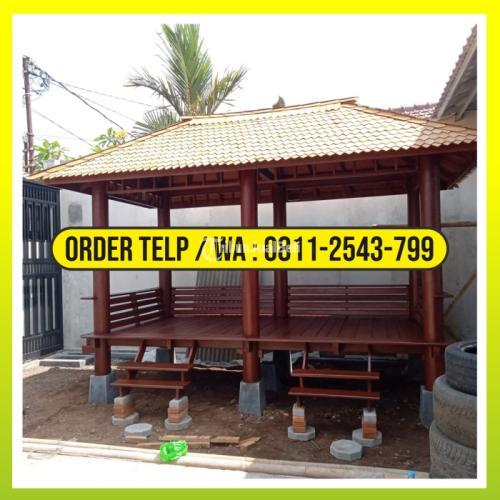 Gazebo Mushola Minimalis Kayu Kelapa 2x4 Meter Dinding Kaca Karawang