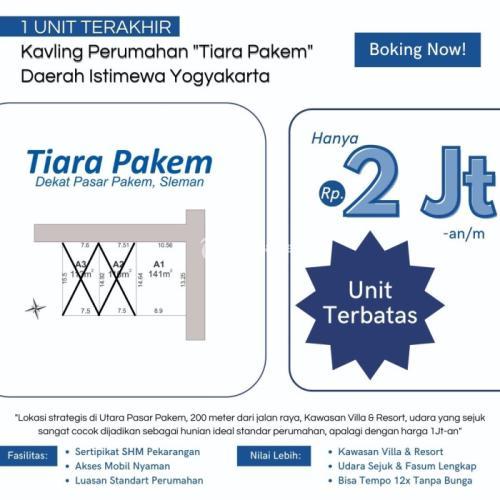 Tanah murah Sleman, 2Jt-an dekat Pasar Pakem, SHM