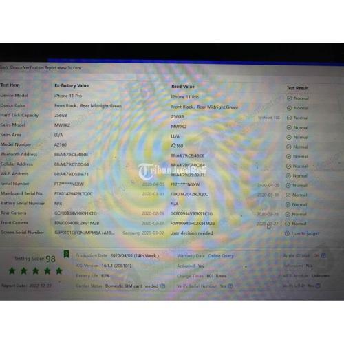 HP iPhone 11 Pro 256GB Fullset Mulus No Minus Siap Pakai - Sleman