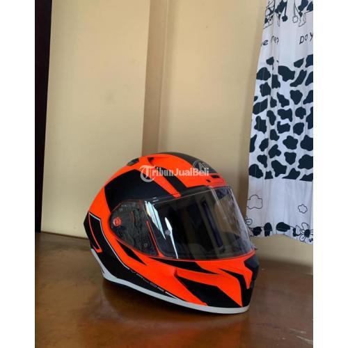 Helm Fullface Airoh Valor Wings Orange Lengkap Sarung Bekas Mulus