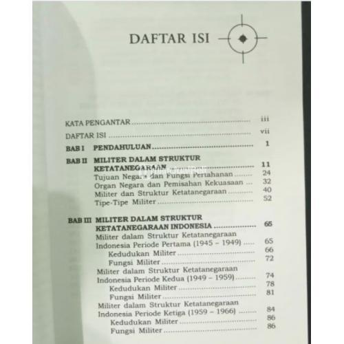 Buku Dinamika Militer dalam Struktur Ketatanegaraan Indonesia Kondisi Bagus Original - Jakarta Selat