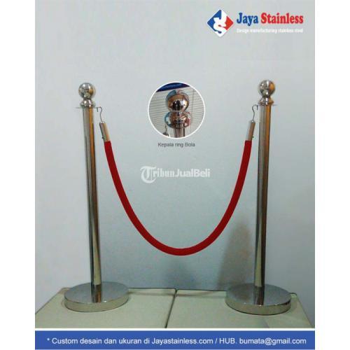 tiang antrian kepala ring bola stainless