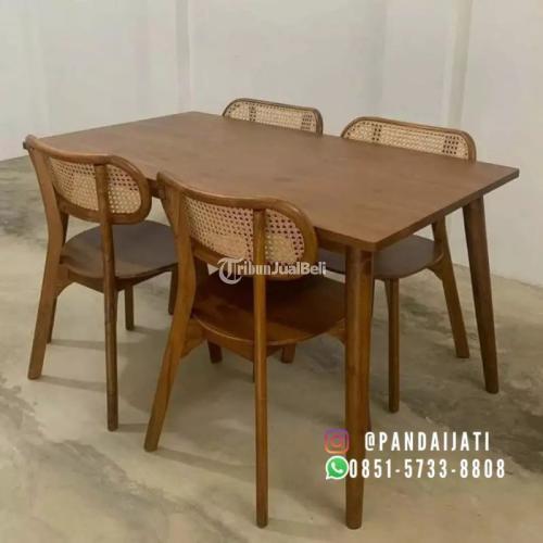 meja makan jati minimalis, desain meja makan kayu jati