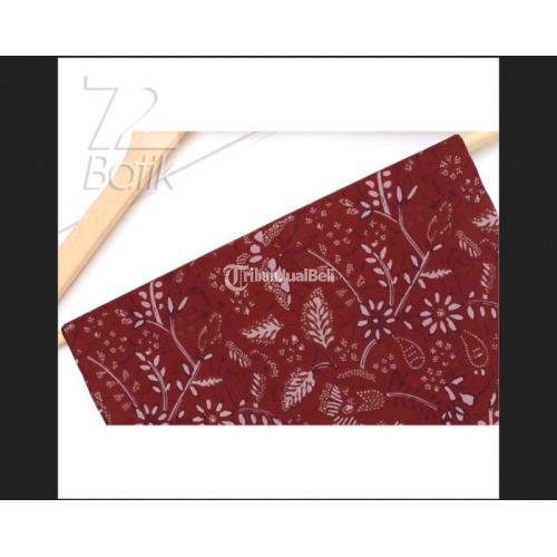 KAIN BATIK PREMIUM Bahan Katun Motif Kembang Setaman Warna Merah