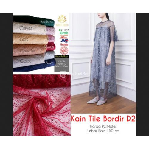 Pabrik Kain Tile Bordir Mutiara Gliter Brukat D2 Meteran bahan gamis kebaya