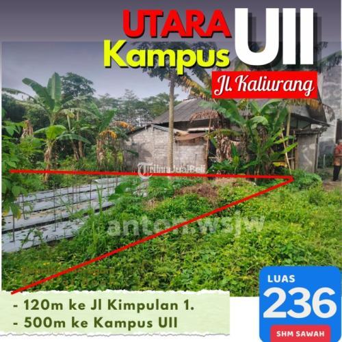 Dijual Tanah Jogja Utara Kampus UII Lt 236 m² lebar 18 m SHM - Sleman