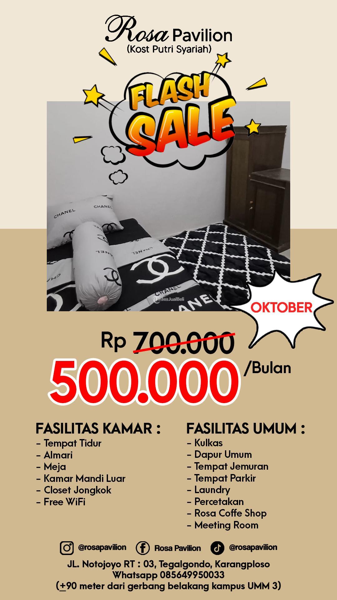PROMO FLASH SALE KOST PUTRI BELAKANG KAMPUS UMM 3