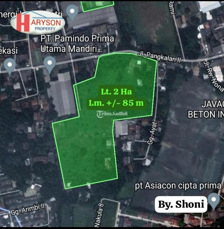 Disewakan Tanah  2 Hektar Lokasi Strategis Siap Bangun - Bekasi Kota