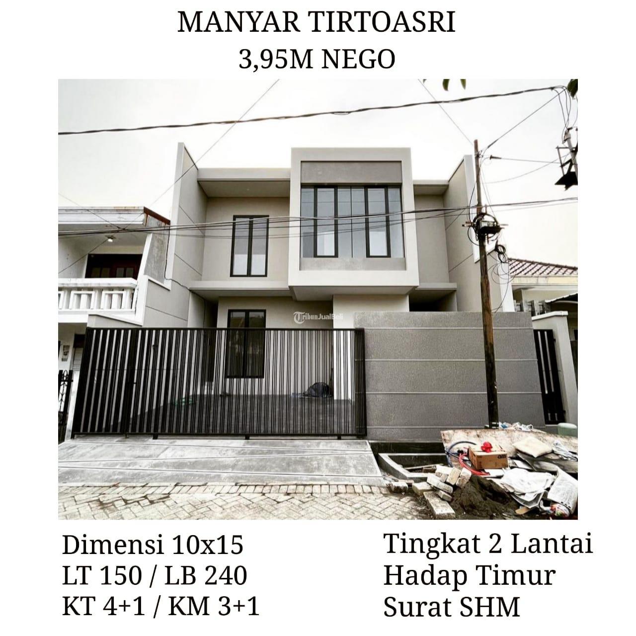 Rumah Manyar Tirtoasri Surabaya 395M Nego SHM Hadap Timur