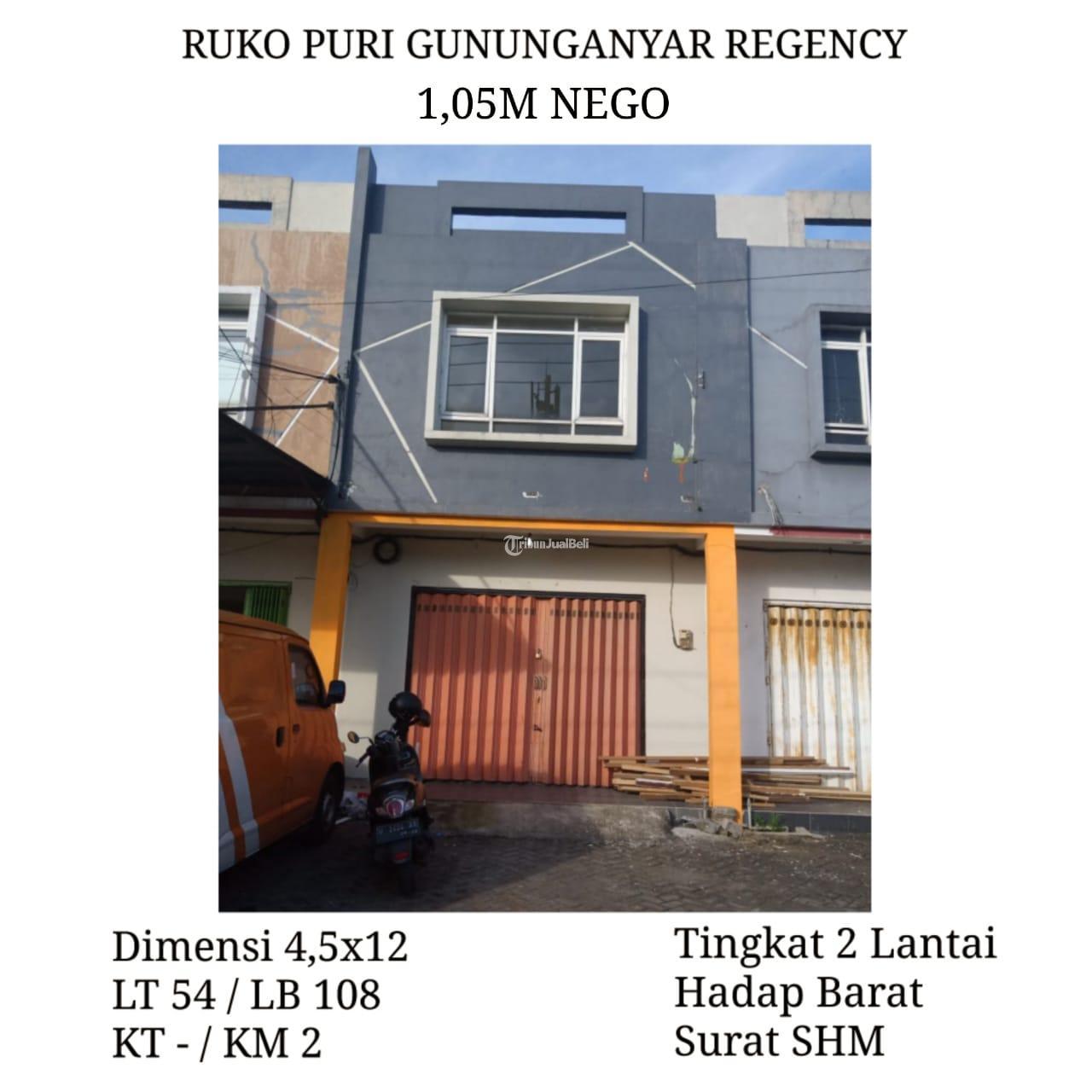 Ruko Puri Gunung Anyar Regency Surabaya 105M Nego SHM Hadap Barat