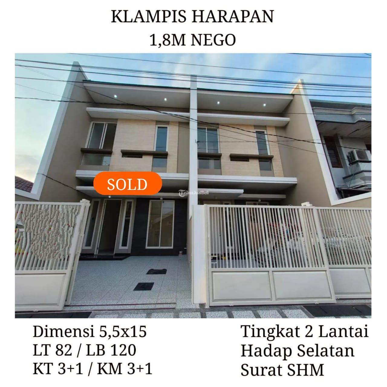 Rumah Klampis Harapan Surabaya 18M Nego SHM Hadap Selatan