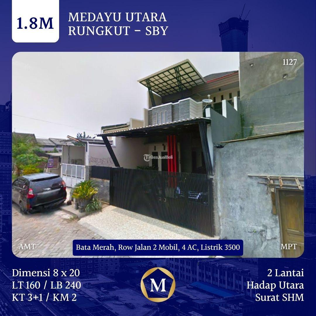 Rumah LT 160m2 LB 240m2 SHM Hadap Utara Bonus AC di Medayu Utara Rungkut Surabaya