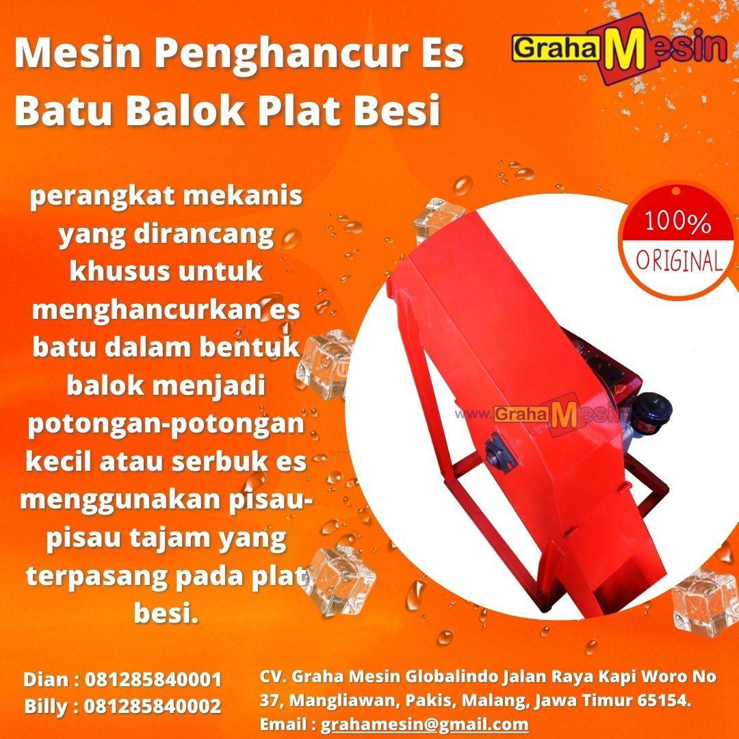 Mesin Penghancur Es Batu Balok Plat Besi
