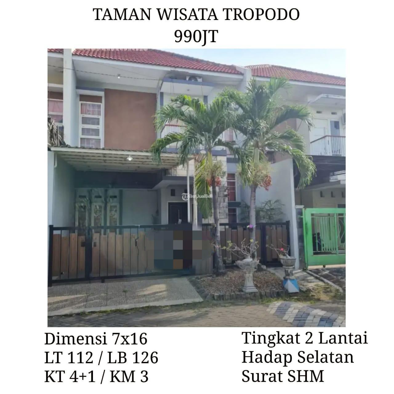 Rumah Taman Wisata Tropodo Sidoarjo 990 Juta SHM Hadap Selatan