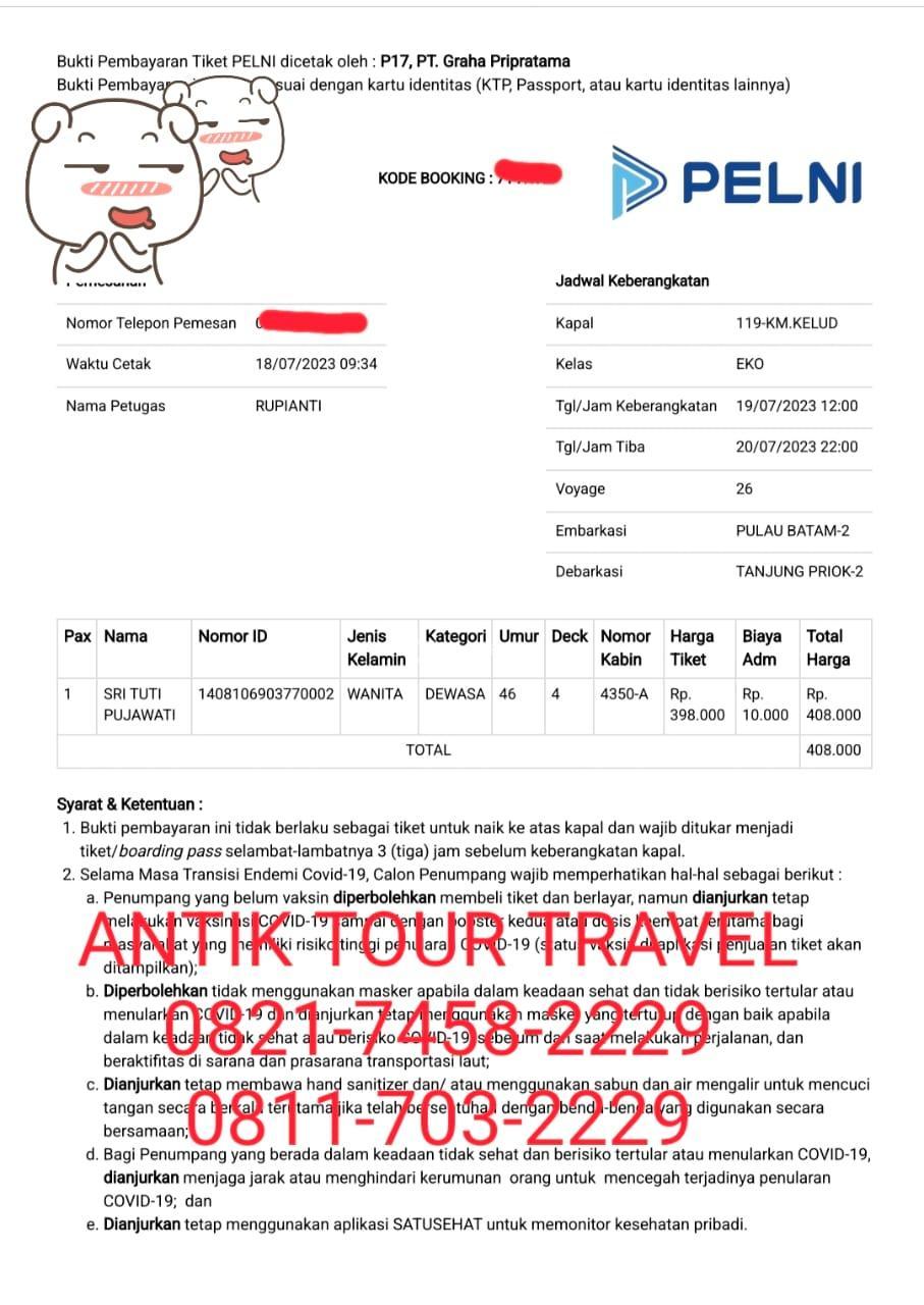 Tiket Kapal Laut Pelni KM Kelud Di Batam - Tribun JualBeli