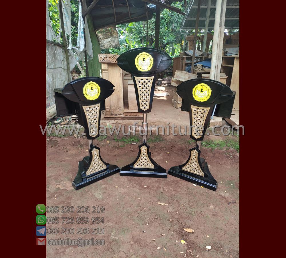 Model Podium Hidrolik Kayu Jati Bisa Naik dan Turun Harga Murah