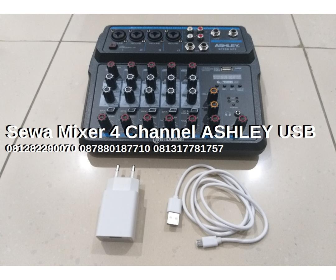 Sewa Audio Mixer Merk Ashley 4 Channel Jenis Sound Card USB Laptop PC Untuk Perlengkapan Rental Alat Live Streaming
