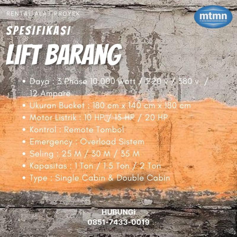 Sewa Alat Konstruksi Lift Barang 1 Kabin di Klaten Berkualitas dan Terpercaya 085174330019