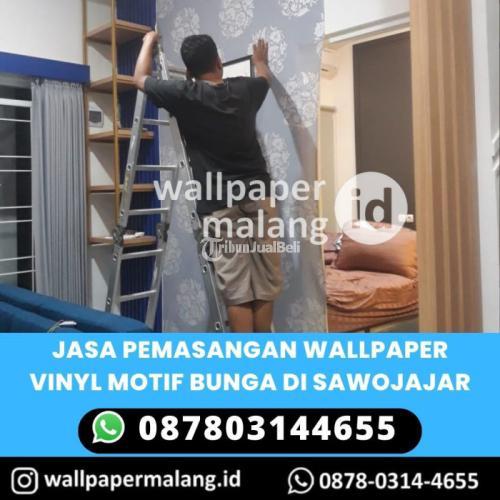 JASA PEMASANGAN WALLPAPER VINYL MOTIF BUNGA DI SAWOJAJAR