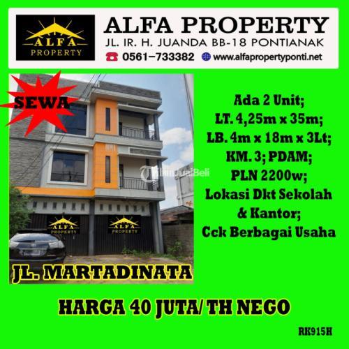 Disewakan Ruko Martadinata 3 Lantai 3KM Lokasi Dekat Sekolah dan Kantor - Kota Pontianak