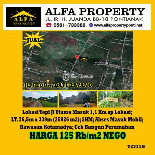 Dijual Tanah Luas Tanah 76,5m x 339m di Flora Batu Layang - Pontianak