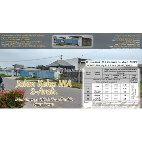 Dijual Gudang di Pinggir Jalan Kontener di Zona Industri Plumbon - Cirebon.