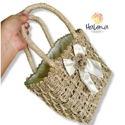 Kerajinan Tas Anyaman Pandan Gintir Hampers Hias Pita - Tasikmalaya