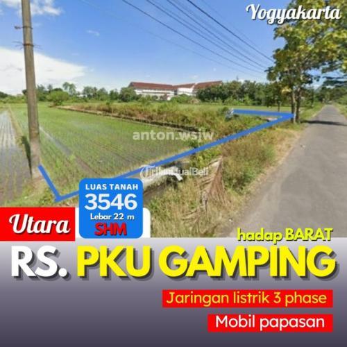 Tanah Jogja Utara RS PKU Gamping Lt 3546 m ld 22 m SHM Sleman