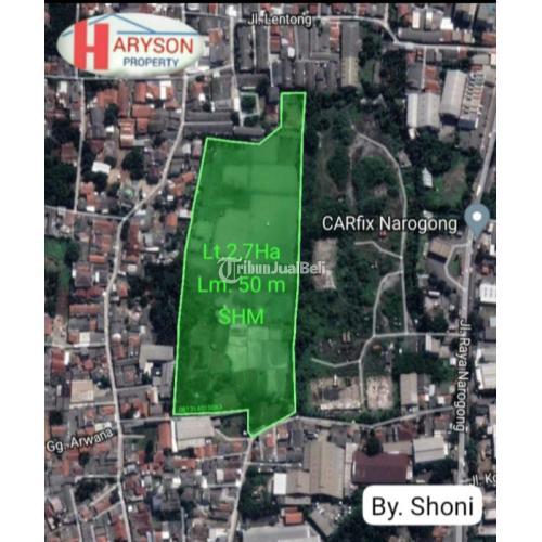 Tanah Luas 2,7 Hektar Legalitas SHM Siap Bangun - Bekasi Kota Jawa Barat