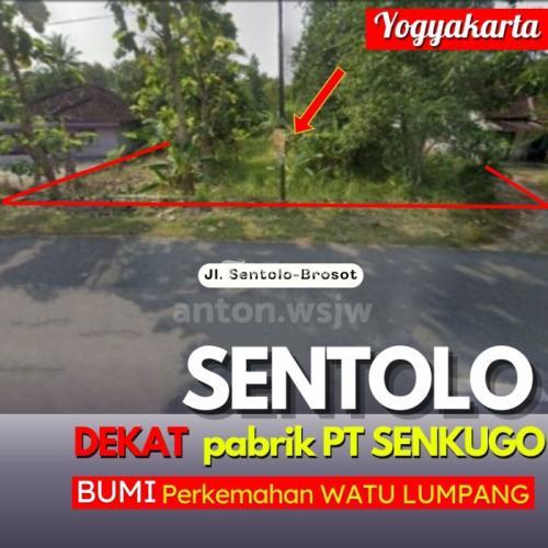 Dijual Tanah Sentolo Tepi Jl.sentolo Brosot Luas 1038 M2 Ld 9 M SHM Pekarangan - Kulon Progo