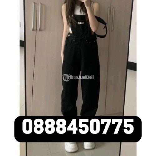 Overall Kaki Lebar Longgar Pinggang Tinggi Gaya Korea Wanita—Celana Kodok Jeans Wanita!