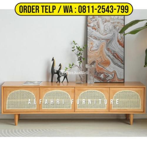 Meja Tv Jati Minimalis Rotan Bufet Tv Kayu Jati Modern - Bekasi