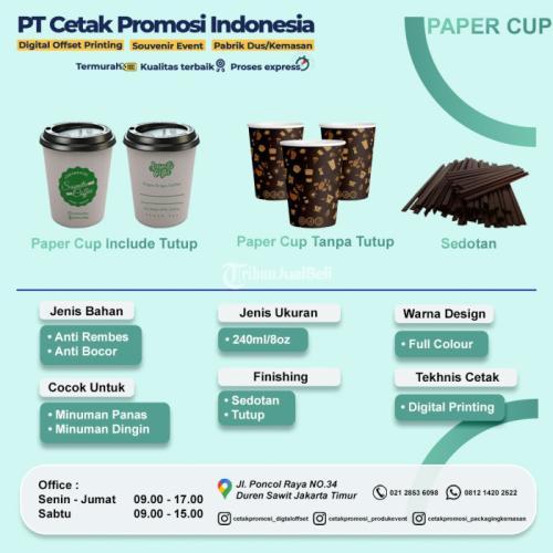 Paper Cup Gelas Kertas Tahan Panas Ukuran 8Oz Custom Kualitas Premium ...