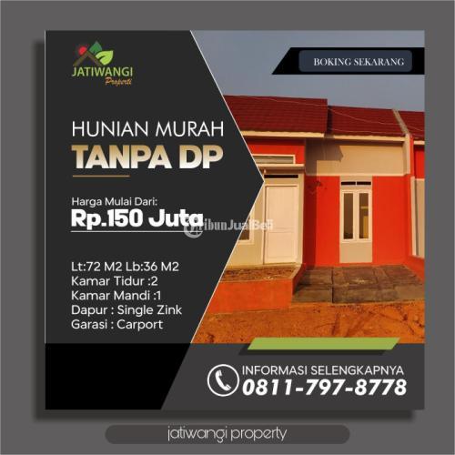 Dijual Rumah Bersubsidi Tanpa DP 2 Kamar Tidur Lt 72 Lb 36 Dengan Carport Lokasi Strategis