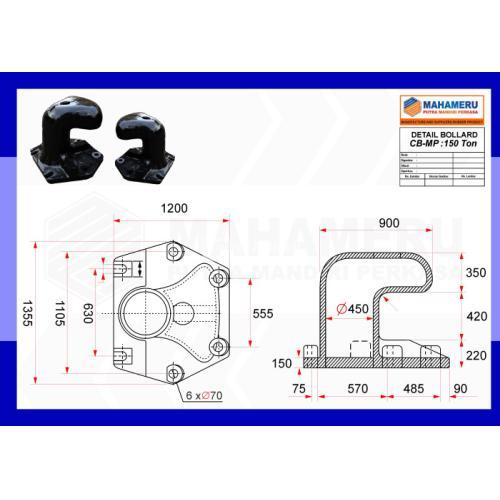 Curve Bollard Kapasitas 150 Ton - Bollard Curve 150 T di Jakarta