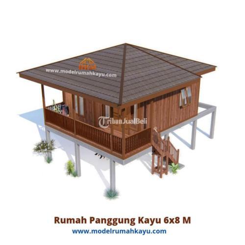 Rumah Panggung Minimalis Ukuran 6x8 Meter Kayu Meranti Merah dan Kayu