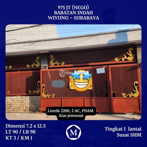 Rumah di jln Babatan Indah Wiyung,kec wiyung