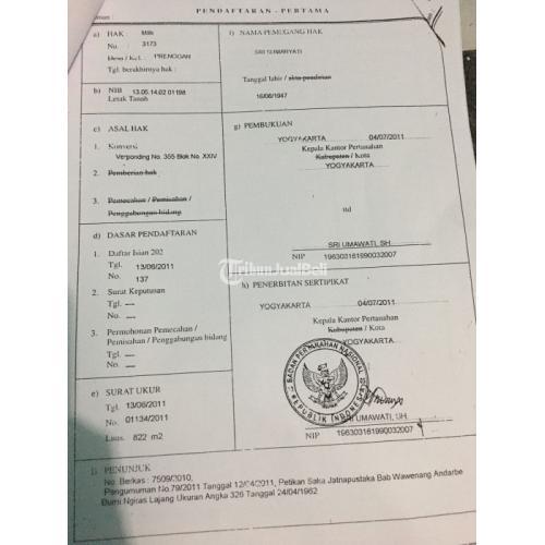 Dijual Tanah LT 822m LD 12m Kotagede Jogja Bonus Bangunan - Yogyakarta