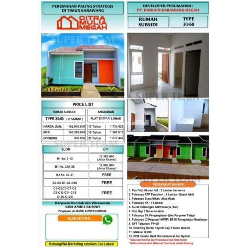 Perumahan Subsidi Paling Strategis Di Timur Karawang Citra Mulia Megah