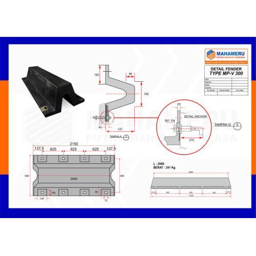Karet Fender tipe V 300 H L 2000 di Flores Termurah - Rubber Fender V 300 H di Flores Termurah