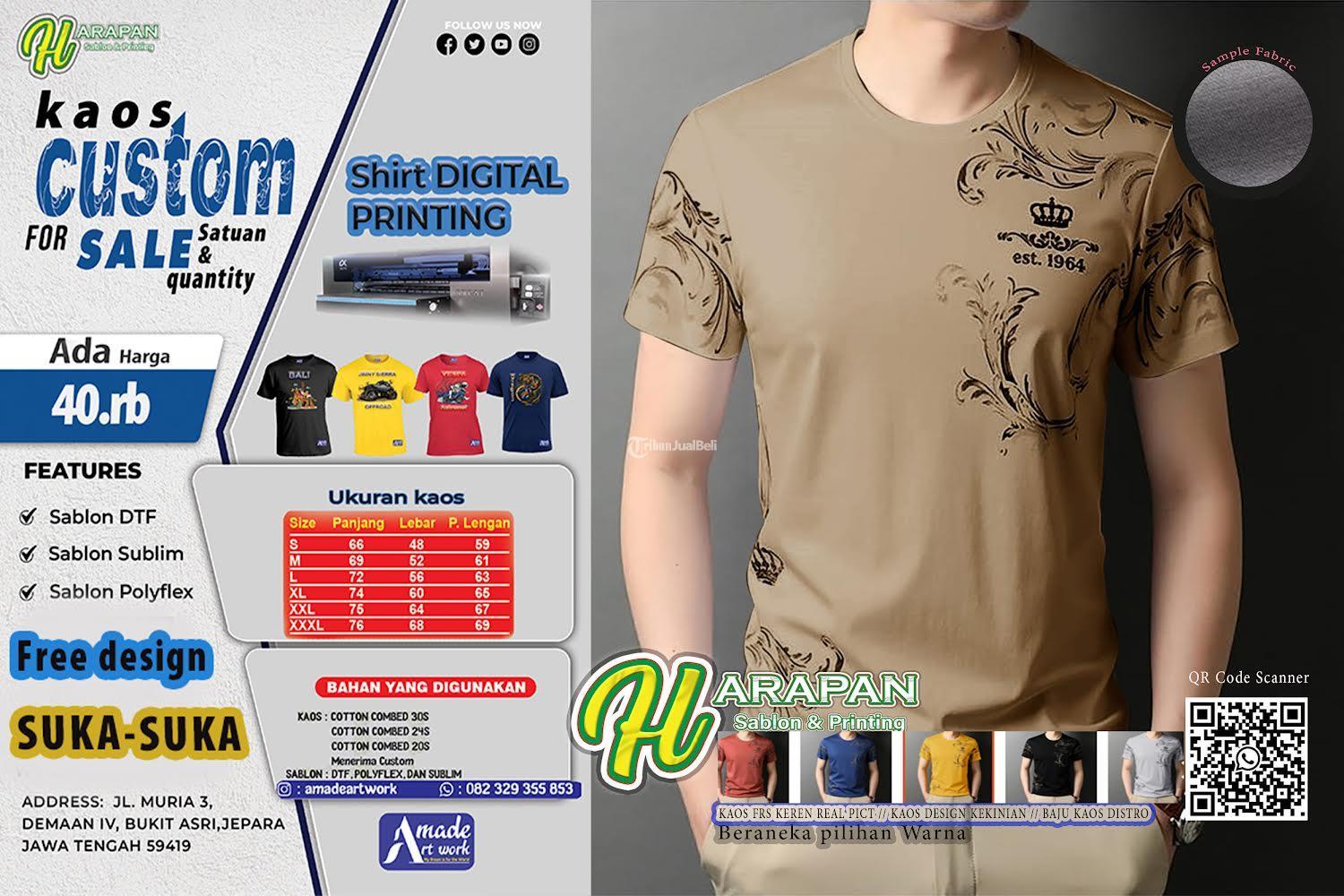 Sablon Kaos Satuan Custom Harapan Digital Printing