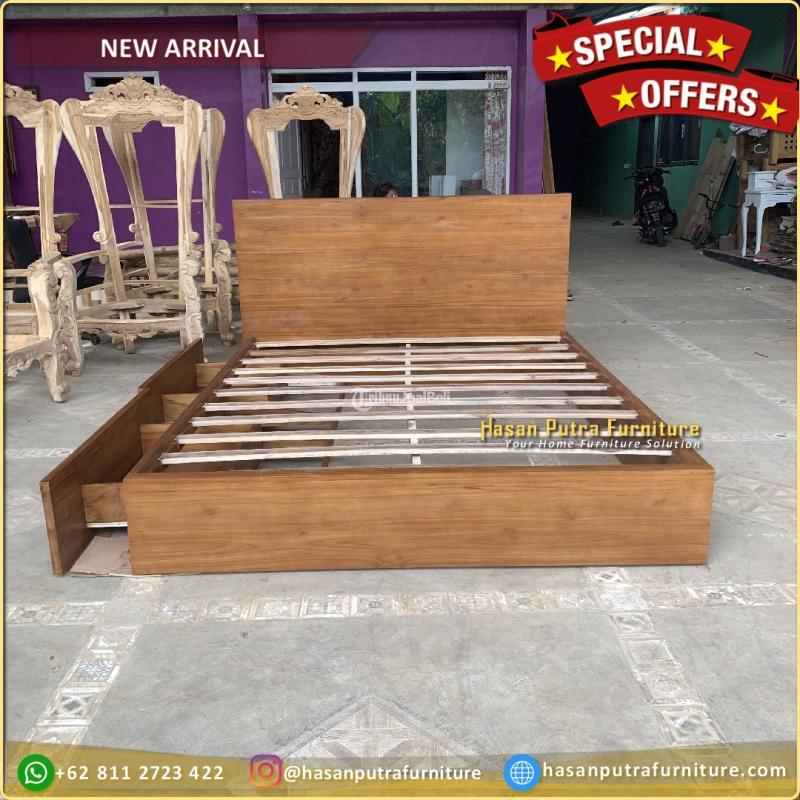 Tempat Tidur Jati 160x200 Dipan Laci Minimalis