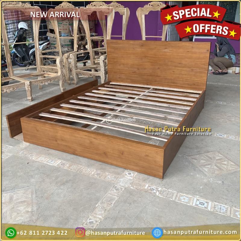 Tempat Tidur Jati 160x200 Dipan Laci Minimalis